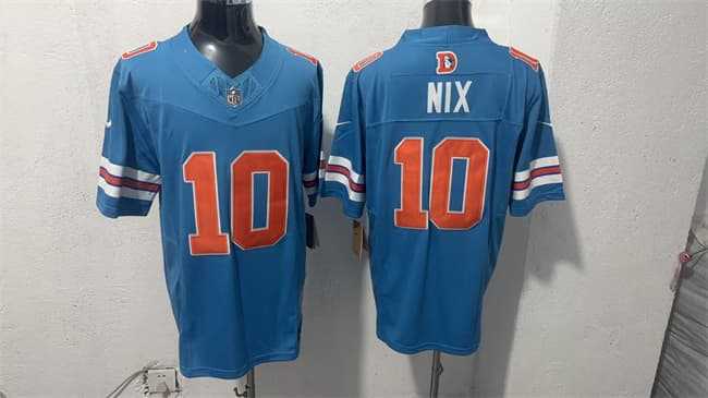 Men's Denver Broncos #10 Bo Nix Blue F.U.S.E. With Patch Throwback Vapor Limited Stitched Jersey,We sell and wholesale Men's Denver Broncos #10 Bo Nix Blue F.U.S.E. With Patch Throwback Vapor Limited Stitched Jersey on line form chian!