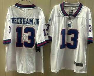 Men's New York Giants #13 Odell Beckham Jr Limited White Throwback Vapor Jersey,We sell and wholesale Men's New York Giants #13 Odell Beckham Jr Limited White Throwback Vapor Jersey on line form chian!