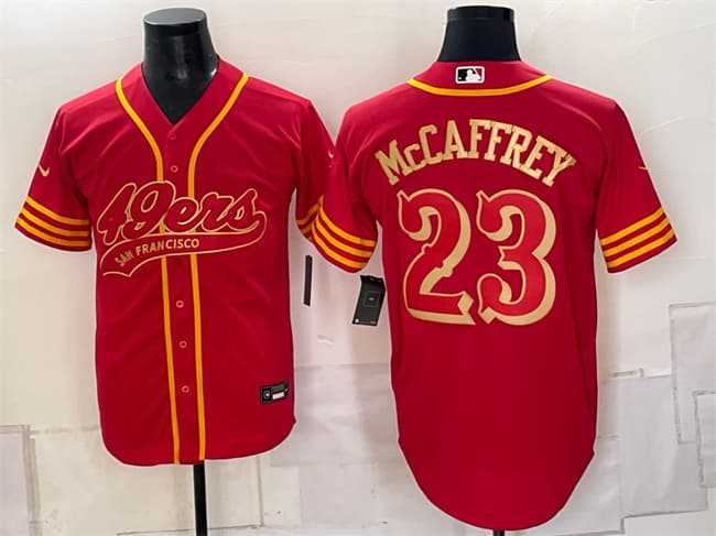 Men's San Francisco 49ers #23 Christian McCaffrey Red Gold Cool Base Stitched Baseball Jersey1 Dzhi,We sell and wholesale Men's San Francisco 49ers #23 Christian McCaffrey Red Gold Cool Base Stitched Baseball Jersey1 Dzhi on line form chian!