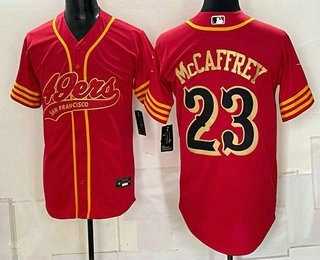 Men's San Francisco 49ers #23 Christian McCaffrey Red Gold Cool Base Stitched Baseball Jersey Dzhi,We sell and wholesale Men's San Francisco 49ers #23 Christian McCaffrey Red Gold Cool Base Stitched Baseball Jersey Dzhi on line form chian!