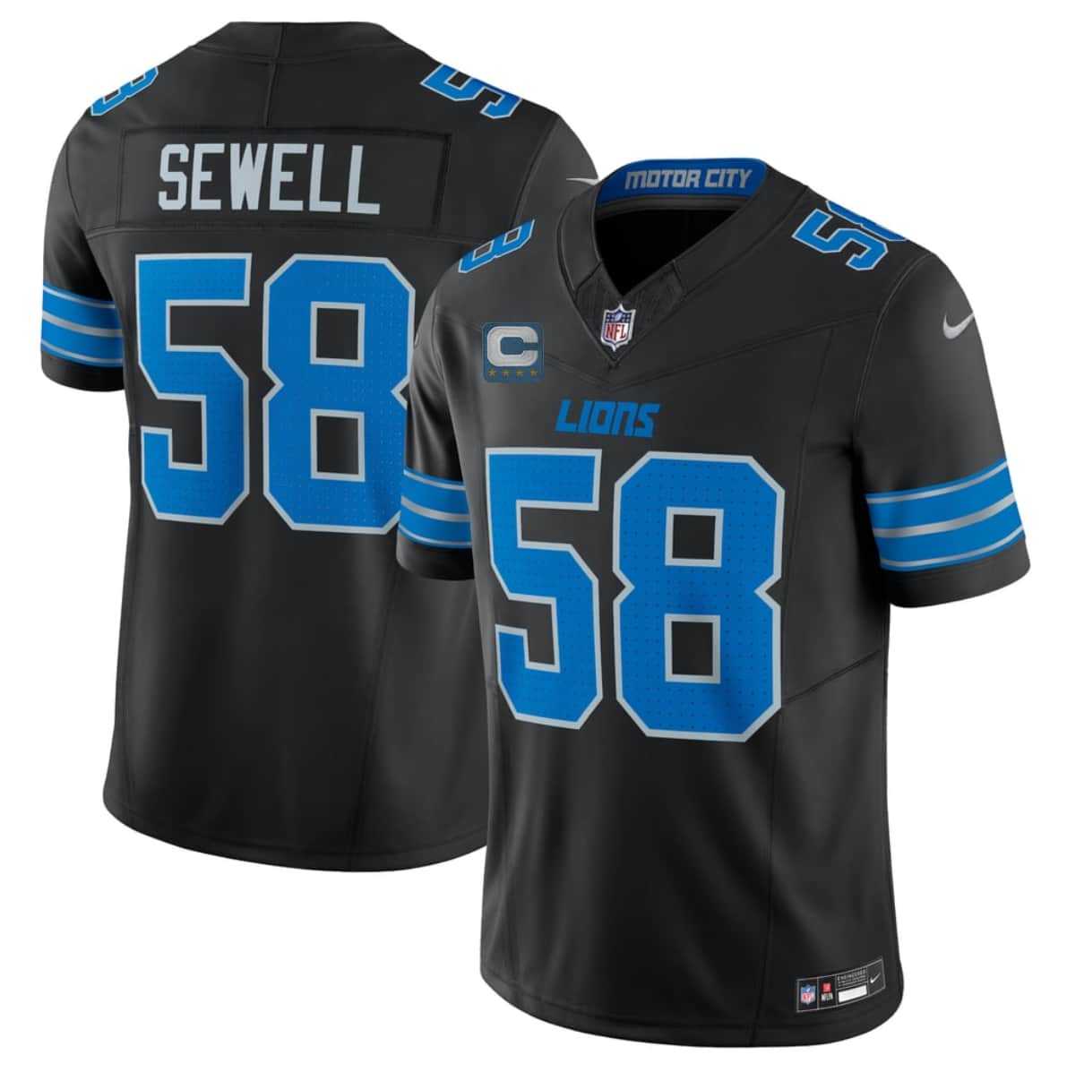 Men's Detroit Lions #58 Penei Sewell Black 2026 With 4-Star C Patch F.U.S.E. Vapor Limited Stitched Jersey,We sell and wholesale Men's Detroit Lions #58 Penei Sewell Black 2026 With 4-Star C Patch F.U.S.E. Vapor Limited Stitched Jersey on line form chian!