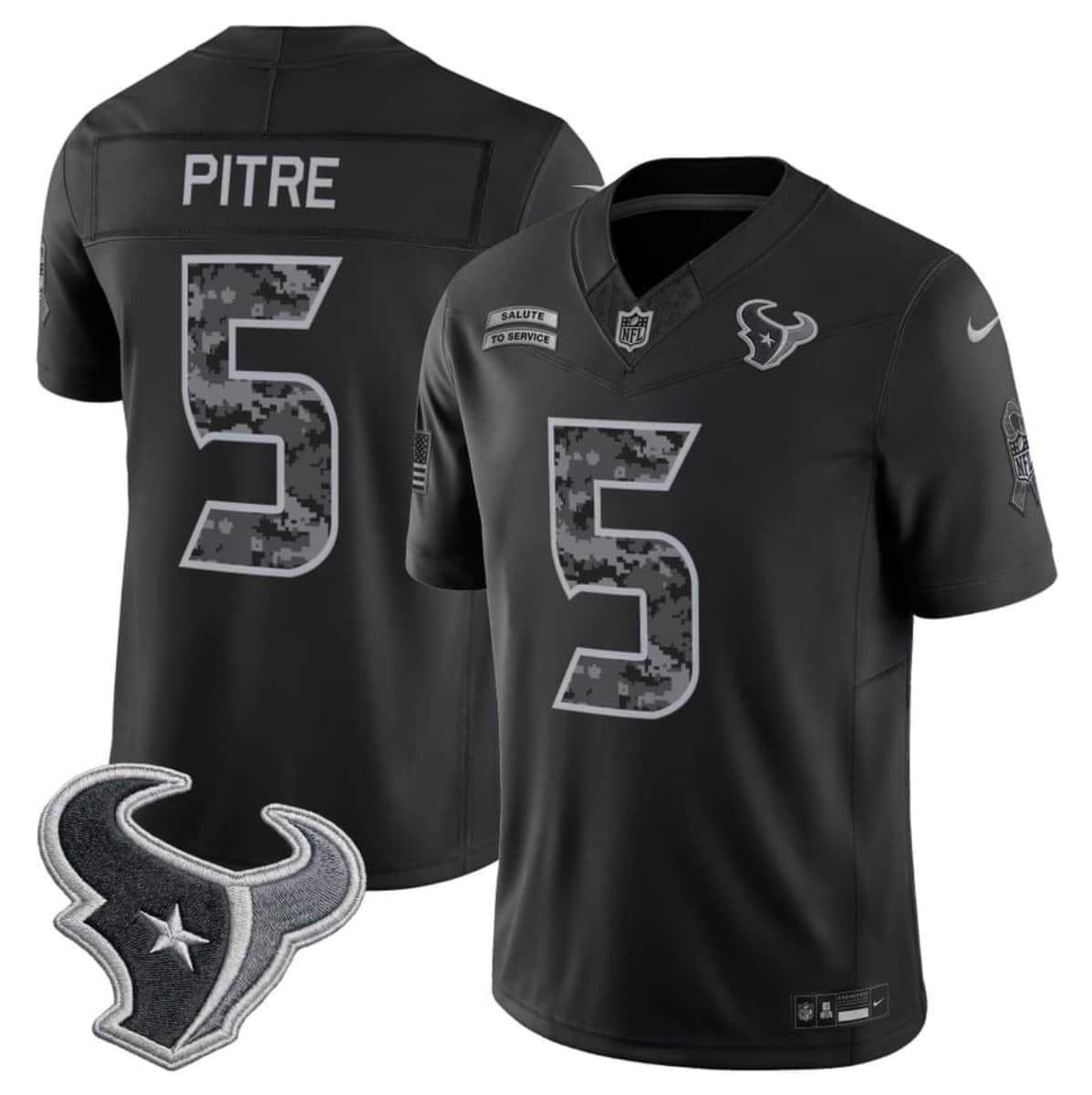Men's Houston Texans #5 Jalen Pitre Black F.U.S.E. 2026 Salute to Service Limited Stitched Jersey,We sell and wholesale Men's Houston Texans #5 Jalen Pitre Black F.U.S.E. 2026 Salute to Service Limited Stitched Jersey on line form chian!