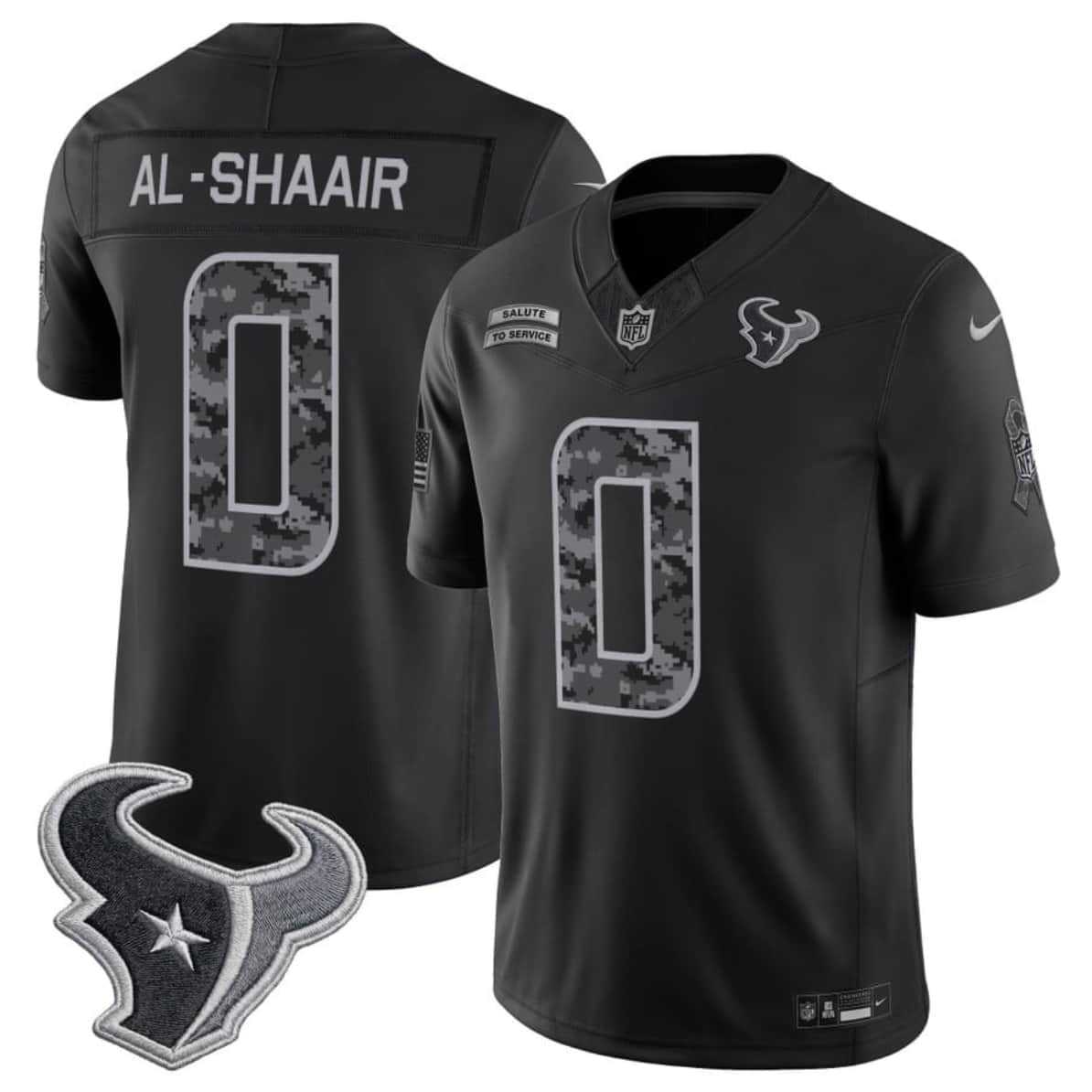 Men's Houston Texans #0 Azeez Al-Shaair Black F.U.S.E. 2026 Salute to Service Limited Stitched Jersey,We sell and wholesale Men's Houston Texans #0 Azeez Al-Shaair Black F.U.S.E. 2026 Salute to Service Limited Stitched Jersey on line form chian!