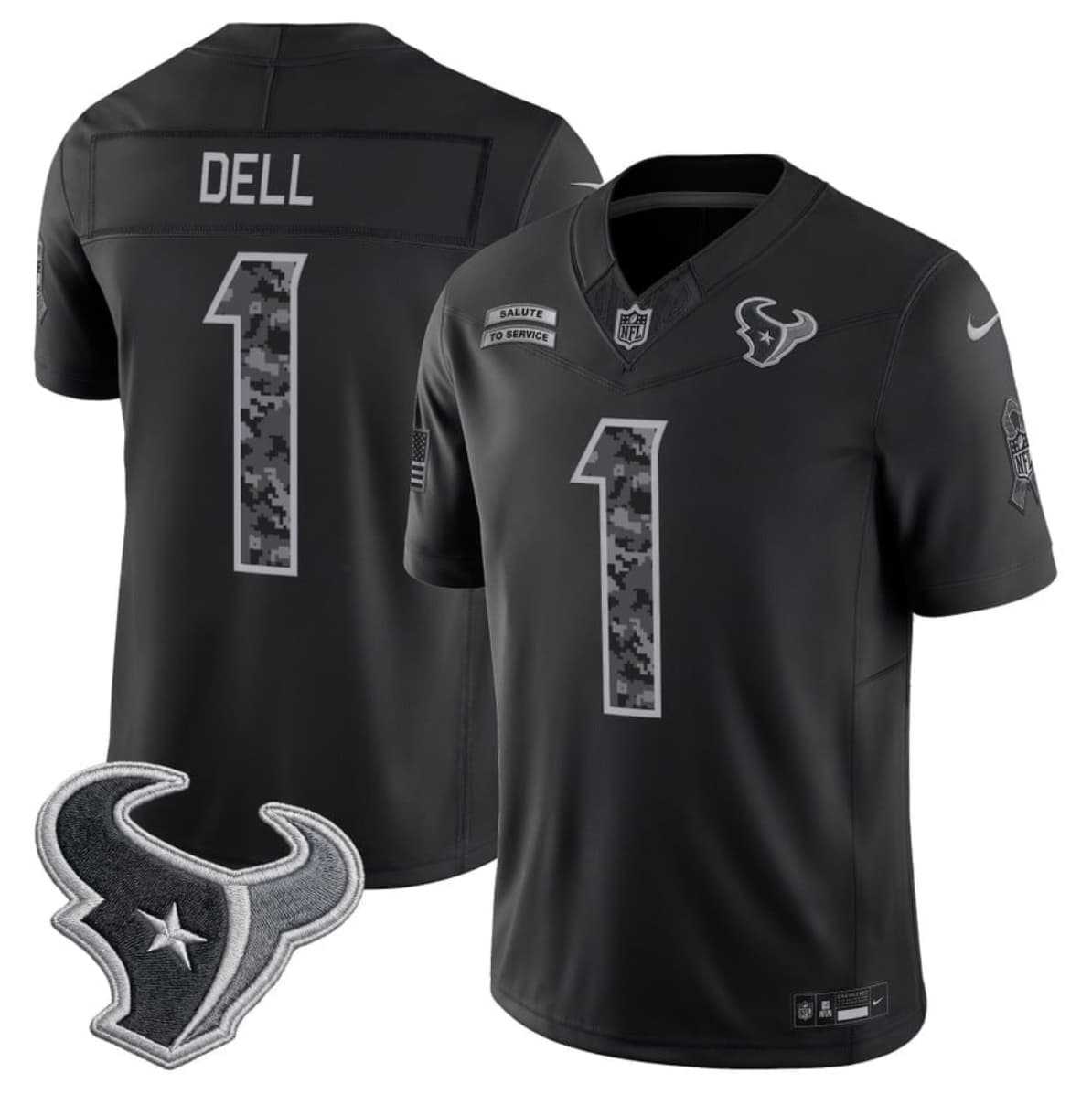 Men's Houston Texans #1 Tank Dell Black F.U.S.E. 2026 Salute to Service Limited Stitched Jersey,We sell and wholesale Men's Houston Texans #1 Tank Dell Black F.U.S.E. 2026 Salute to Service Limited Stitched Jersey on line form chian!