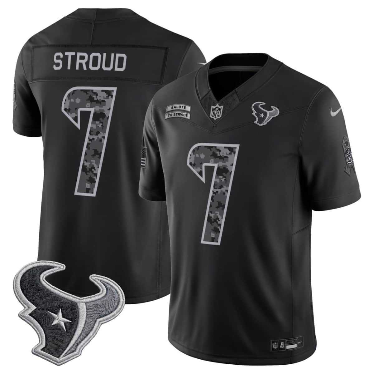 Men's Houston Texans #7 C.J. Stroud Black F.U.S.E. 2026 Salute to Service Limited Stitched Jersey,We sell and wholesale Men's Houston Texans #7 C.J. Stroud Black F.U.S.E. 2026 Salute to Service Limited Stitched Jersey on line form chian!
