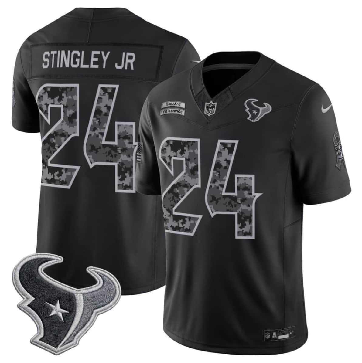 Men's Houston Texans #24 Derek Stingley Jr. Black F.U.S.E. 2026 Salute to Service Limited Stitched Jersey,We sell and wholesale Men's Houston Texans #24 Derek Stingley Jr. Black F.U.S.E. 2026 Salute to Service Limited Stitched Jersey on line form chian!
