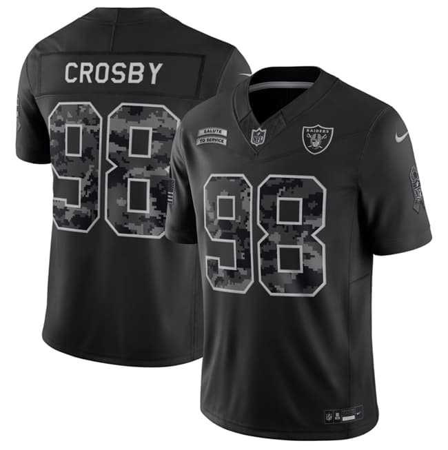 Men's Las Vegas Raiders #98 Maxx Crosby Black F.U.S.E. 2026 Salute to Service Limited Stitched Jersey,We sell and wholesale Men's Las Vegas Raiders #98 Maxx Crosby Black F.U.S.E. 2026 Salute to Service Limited Stitched Jersey on line form chian!