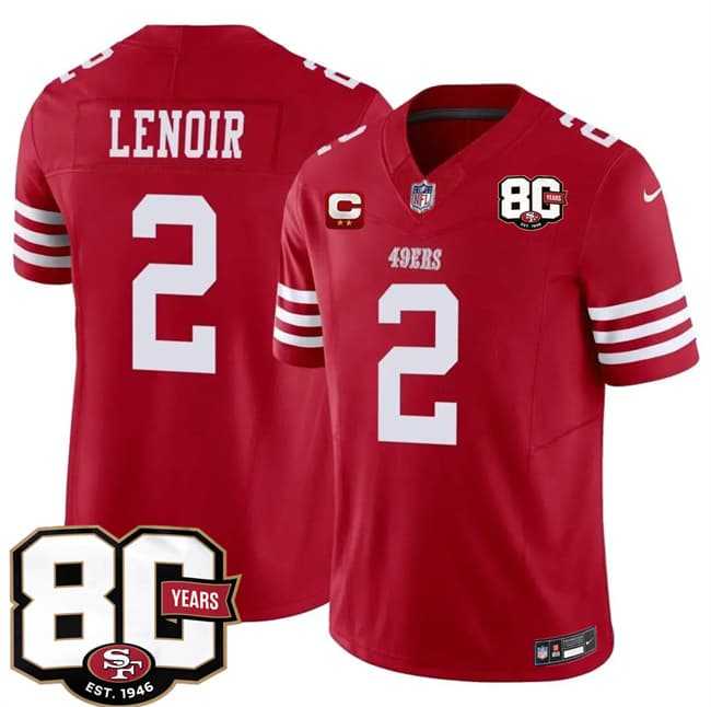 Men's San Francisco 49ers #2 Deommodore Lenoir Red 2026 F.U.S.E. With 80th Anniversary & 2-Star C Patch Vapor Untouchable Limited Stitched Jersey,We sell and wholesale Men's San Francisco 49ers #2 Deommodore Lenoir Red 2026 F.U.S.E. With 80th Anniversary & 2-Star C Patch Vapor Untouchable Limited Stitched Jersey on line form chian!