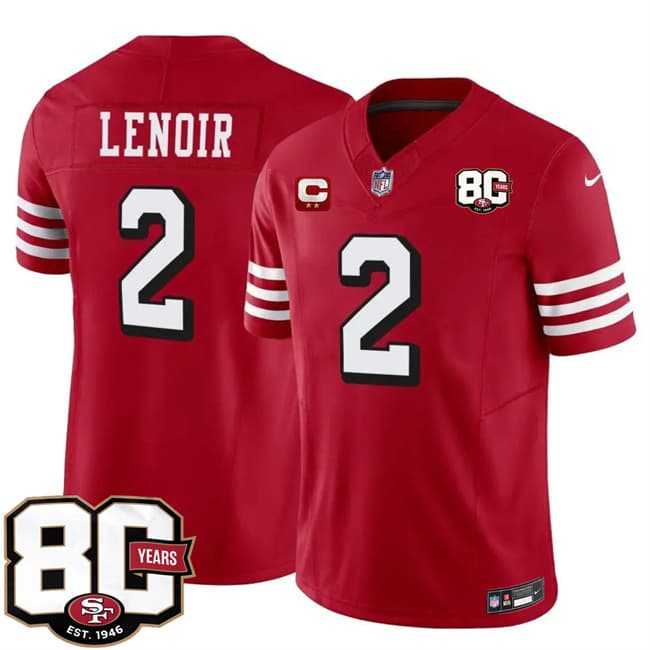 Men's San Francisco 49ers #2 Deommodore Lenoir New Red 2026 F.U.S.E. With 80th Anniversary & 2-Star C Patch Vapor Untouchable Limited Stitched Jersey,We sell and wholesale Men's San Francisco 49ers #2 Deommodore Lenoir New Red 2026 F.U.S.E. With 80th Anniversary & 2-Star C Patch Vapor Untouchable Limited Stitched Jersey on line form chian!