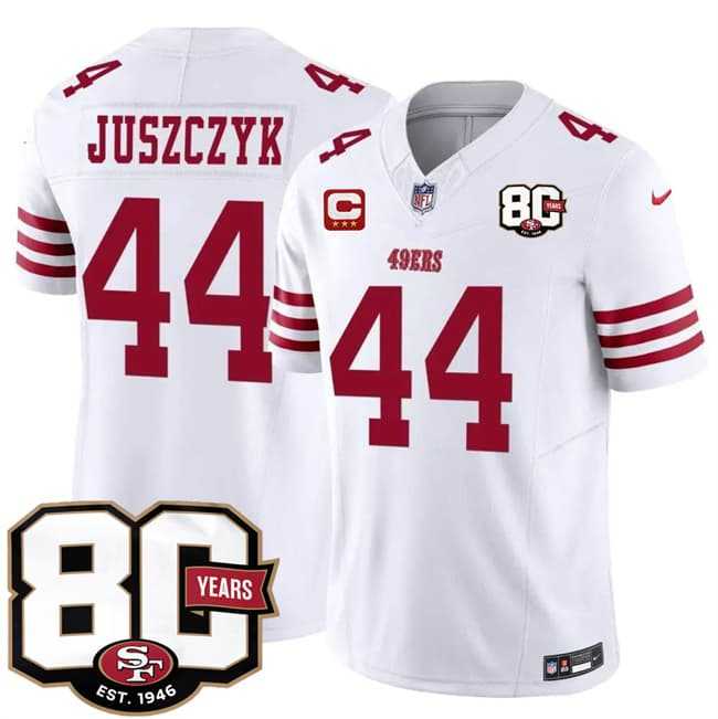 Men's San Francisco 49ers #44 Kyle Juszczyk White 2026 F.U.S.E. With 80th Anniversary & 3-Star C Patch Vapor Untouchable Limited Stitched Jersey,We sell and wholesale Men's San Francisco 49ers #44 Kyle Juszczyk White 2026 F.U.S.E. With 80th Anniversary & 3-Star C Patch Vapor Untouchable Limited Stitched Jersey on line form chian!