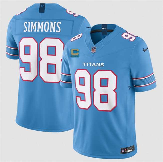 Men's Tennessee Titans #98 Jeffery Simmons Light Blue 2026 With 4-Star C Patch F.U.S.E. Vapor Limited Stitched Jersey,We sell and wholesale Men's Tennessee Titans #98 Jeffery Simmons Light Blue 2026 With 4-Star C Patch F.U.S.E. Vapor Limited Stitched Jersey on line form chian!