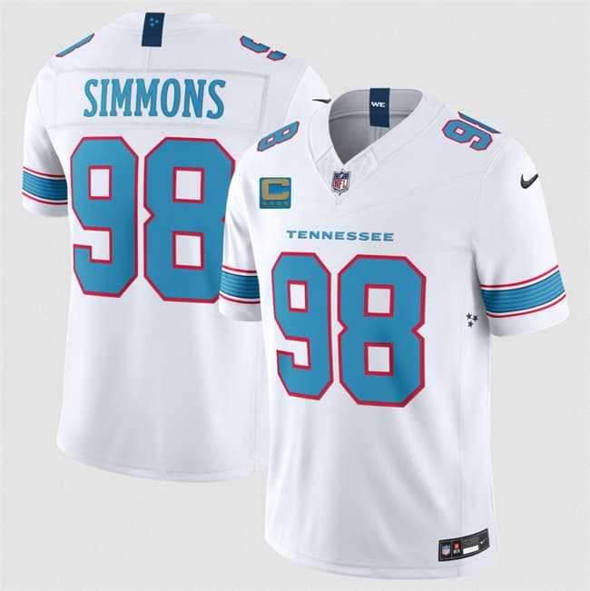 Men's Tennessee Titans #98 Jeffery Simmons White 2026 With 4-Star C Patch F.U.S.E. Vapor Limited Stitched Jersey,We sell and wholesale Men's Tennessee Titans #98 Jeffery Simmons White 2026 With 4-Star C Patch F.U.S.E. Vapor Limited Stitched Jersey on line form chian!