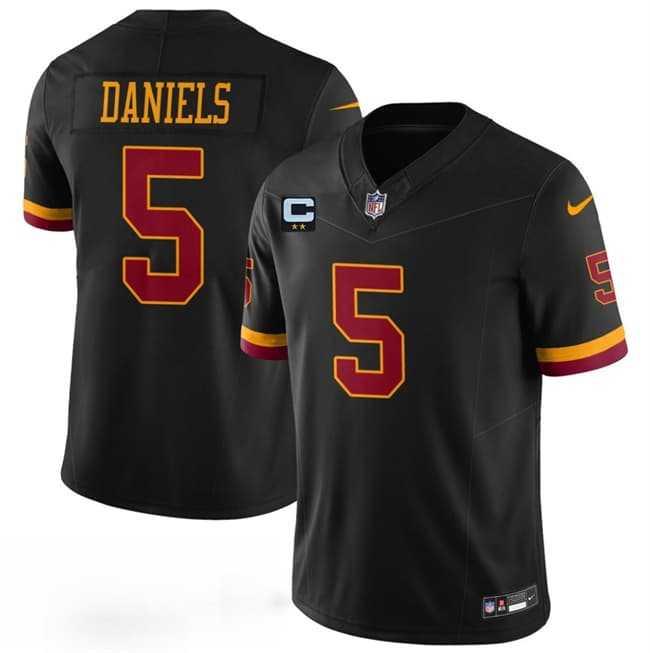 Men's Washington Commanders #5 Jayden Daniels Black With 2-Star C Patch F.U.S.E. Hail Raiser Alternate Vapor Limited Stitched Jersey,We sell and wholesale Men's Washington Commanders #5 Jayden Daniels Black With 2-Star C Patch F.U.S.E. Hail Raiser Alternate Vapor Limited Stitched Jersey on line form chian!