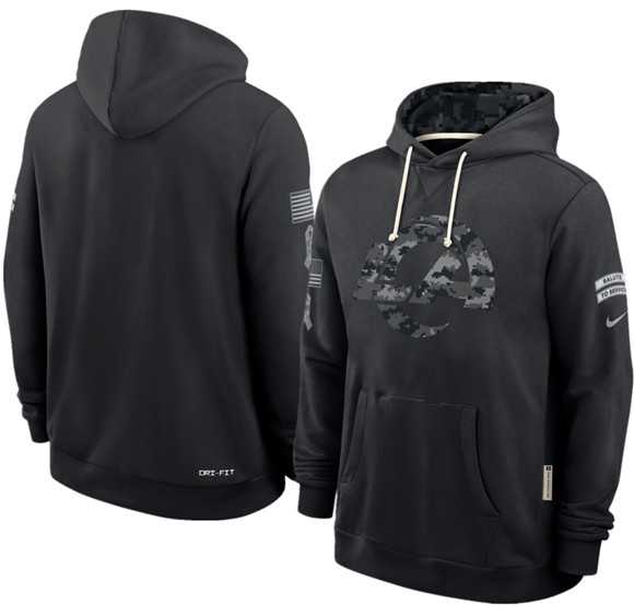 Men's Los Angeles Rams Black 2026 Salute to Service Sideline Dri-FIT Pullover Hoodie,We sell and wholesale Men's Los Angeles Rams Black 2026 Salute to Service Sideline Dri-FIT Pullover Hoodie on line form chian!
