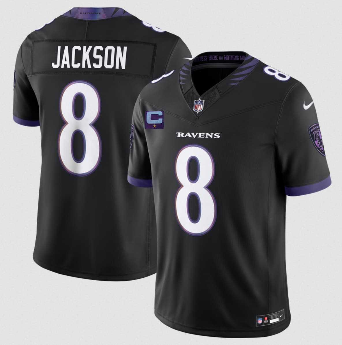 Men's Baltimore Ravens #8 Lamar Jackson Black 2026 With 1-Star C Patch F.U.S.E. Alternate Vapor Limited Stitched Jersey,We sell and wholesale Men's Baltimore Ravens #8 Lamar Jackson Black 2026 With 1-Star C Patch F.U.S.E. Alternate Vapor Limited Stitched Jersey on line form chian!