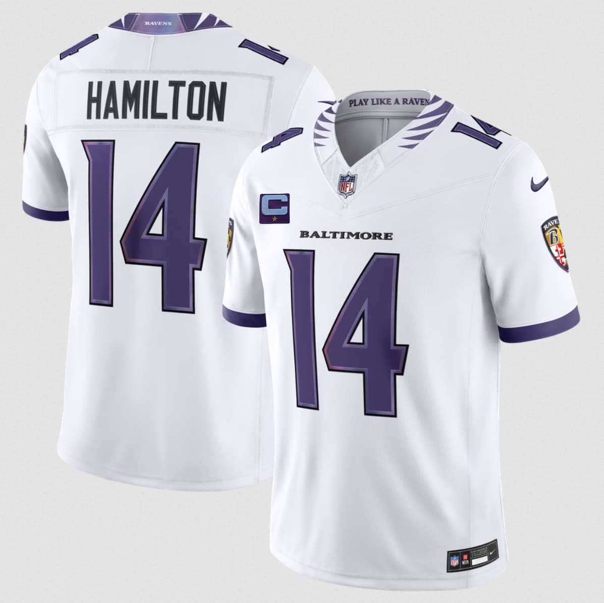 Men's Baltimore Ravens #14 Kyle Hamilton White 2026 With 1-Star C Patch F.U.S.E. Vapor Limited Stitched Jersey,We sell and wholesale Men's Baltimore Ravens #14 Kyle Hamilton White 2026 With 1-Star C Patch F.U.S.E. Vapor Limited Stitched Jersey on line form chian!