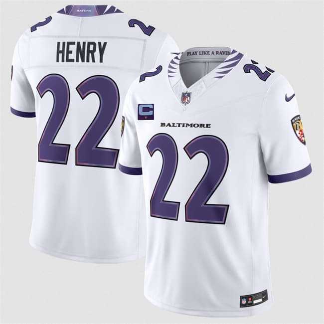 Men's Baltimore Ravens #22 Derrick Henry White 2026 With 1-Star C Patch F.U.S.E. Vapor Limited Stitched Jersey,We sell and wholesale Men's Baltimore Ravens #22 Derrick Henry White 2026 With 1-Star C Patch F.U.S.E. Vapor Limited Stitched Jersey on line form chian!