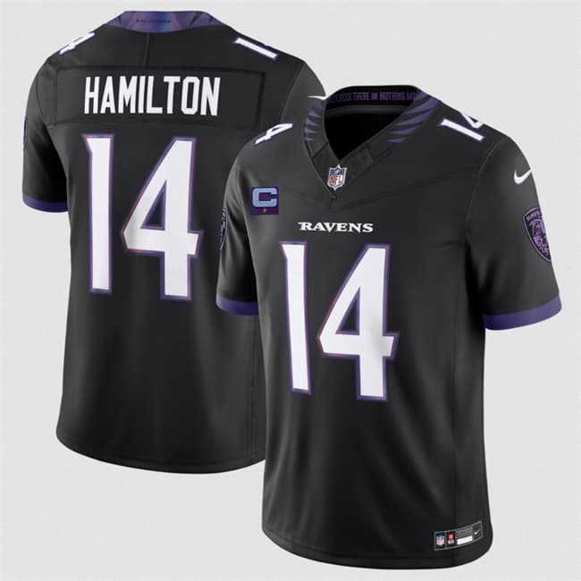 Men's Baltimore Ravens #14 Kyle Hamilton Black 2026 With 1-Star C Patch F.U.S.E. Alternate Vapor Limited Stitched Jersey,We sell and wholesale Men's Baltimore Ravens #14 Kyle Hamilton Black 2026 With 1-Star C Patch F.U.S.E. Alternate Vapor Limited Stitched Jersey on line form chian!