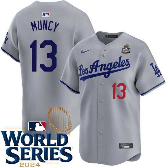 Men's Los Angeles Dodgers #13 Max Muncy Gray 2024 World Series Patch Limited Stitched Jersey Dzhi,We sell and wholesale Men's Los Angeles Dodgers #13 Max Muncy Gray 2024 World Series Patch Limited Stitched Jersey Dzhi on line form chian!