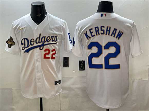 Men's Los Angeles Dodgers #22 Clayton Kershaw White 2025 World Series Champions Patch Stitched Jersey Dzhi,We sell and wholesale Men's Los Angeles Dodgers #22 Clayton Kershaw White 2025 World Series Champions Patch Stitched Jersey Dzhi on line form chian!
