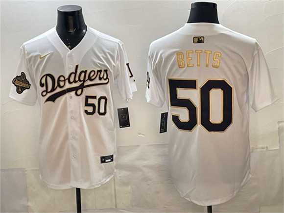 Men's Los Angeles Dodgers #50 Mookie Betts White Gold 2025 World Series Champions Patch Limited Stitched Jersey Dzhi,We sell and wholesale Men's Los Angeles Dodgers #50 Mookie Betts White Gold 2025 World Series Champions Patch Limited Stitched Jersey Dzhi on line form chian!