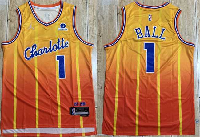 Men's Charlotte Hornets #1 LaMelo Ball Orange 2025-26 City Edition Stitched Jersey,We sell and wholesale Men's Charlotte Hornets #1 LaMelo Ball Orange 2025-26 City Edition Stitched Jersey on line form chian!