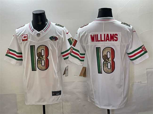 Men's Chicago Bears #18 Caleb Williams White Mexico F.U.S.E. With 2-star C Patch And VMH Patch Throwback Stitched Jersey,We sell and wholesale Men's Chicago Bears #18 Caleb Williams White Mexico F.U.S.E. With 2-star C Patch And VMH Patch Throwback Stitched Jersey on line form chian!