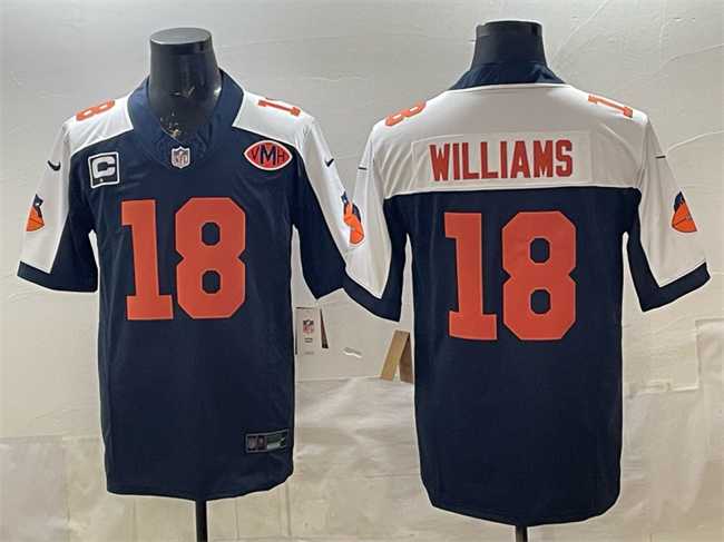 Men's Chicago Bears #18 Caleb Williams Navy White F.U.S.E. With 1-star C Patch And VMH Patch Throwback Limited Stitched Jersey,We sell and wholesale Men's Chicago Bears #18 Caleb Williams Navy White F.U.S.E. With 1-star C Patch And VMH Patch Throwback Limited Stitched Jersey on line form chian!