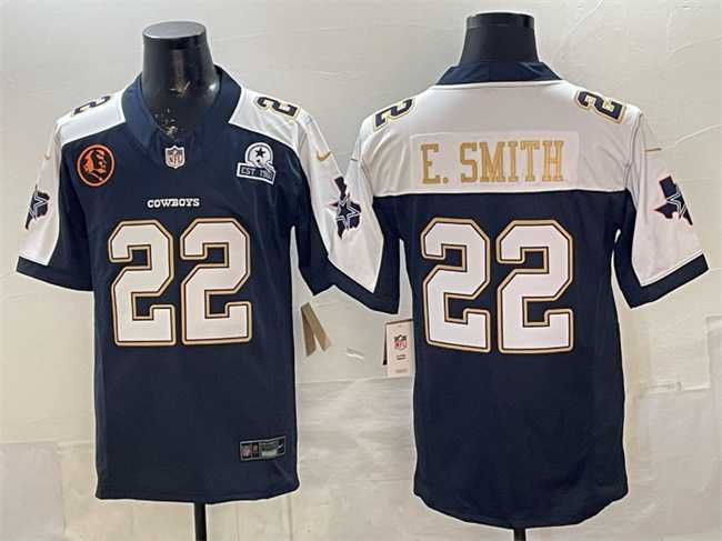 Men's Dallas Cowboys #22 Emmitt Smith Navy F.U.S.E. With John Madden Patch & Established In 1960 Patch Thanksgiving Vapor Limited Stitched Jersey,We sell and wholesale Men's Dallas Cowboys #22 Emmitt Smith Navy F.U.S.E. With John Madden Patch & Established In 1960 Patch Thanksgiving Vapor Limited Stitched Jersey on line form chian!