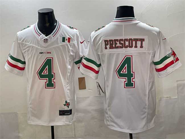Men's Dallas Cowboys #4 Dak Prescott 2024 Mexico White F.U.S.E. Stitched Jersey,We sell and wholesale Men's Dallas Cowboys #4 Dak Prescott 2024 Mexico White F.U.S.E. Stitched Jersey on line form chian!