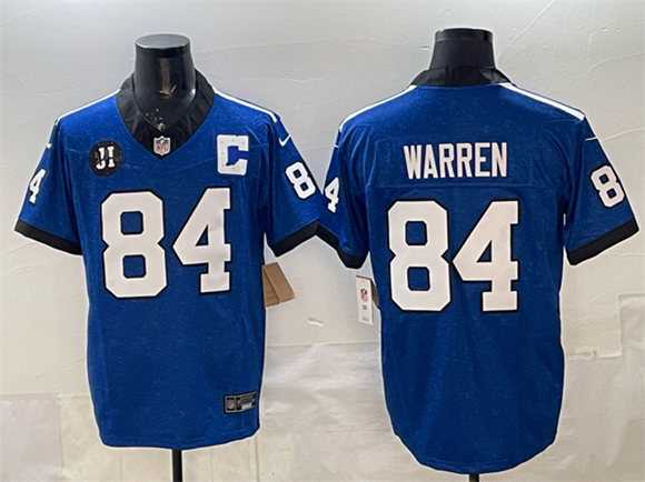 Men's Indianapolis Colts #84 Tyler Warren Blue 2025 F.U.S.E. Jim Irsay Patch Throwback Vapor Limited Stitched Jersey,We sell and wholesale Men's Indianapolis Colts #84 Tyler Warren Blue 2025 F.U.S.E. Jim Irsay Patch Throwback Vapor Limited Stitched Jersey on line form chian!