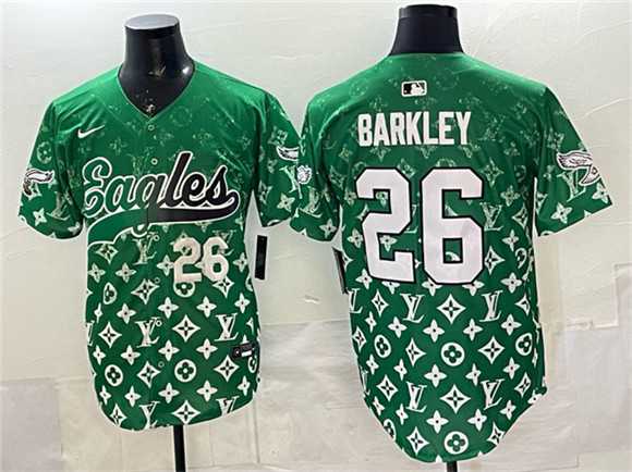 Men's Philadelphia Eagles #26 Saquon Barkley Green With Patch Limited Stitched Baseball Jersey,We sell and wholesale Men's Philadelphia Eagles #26 Saquon Barkley Green With Patch Limited Stitched Baseball Jersey on line form chian!