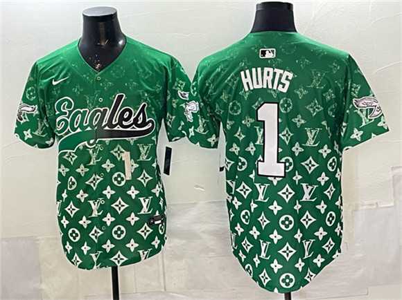 Men's Philadelphia Eagles #1 Jalen Hurts Green With Patch Limited Stitched Baseball Jersey,We sell and wholesale Men's Philadelphia Eagles #1 Jalen Hurts Green With Patch Limited Stitched Baseball Jersey on line form chian!