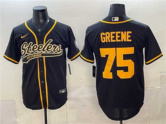 Men's Pittsburgh Steelers #75 Joe Greene Black With Patch Cool Base Stitched Baseball Jersey,We sell and wholesale Men's Pittsburgh Steelers #75 Joe Greene Black With Patch Cool Base Stitched Baseball Jersey on line form chian!
