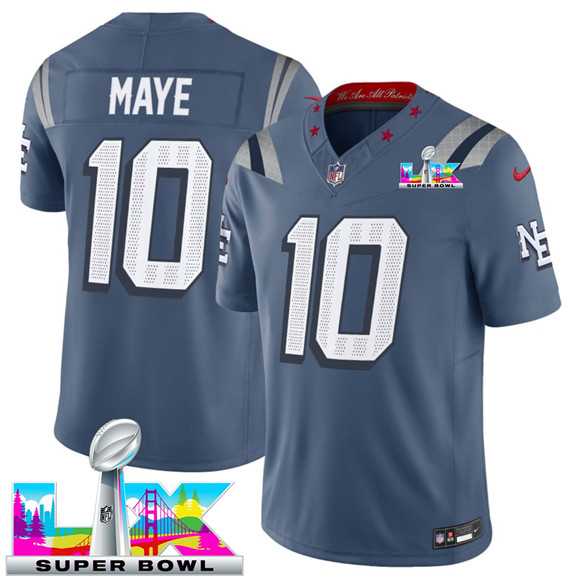 Men's New England Patriots #10 Drake Maye Storm Blue 2025 F.U.S.E. Super Bowl LX Patch 'Rivalries' Vapor Limited Stitched Jersey,We sell and wholesale Men's New England Patriots #10 Drake Maye Storm Blue 2025 F.U.S.E. Super Bowl LX Patch 'Rivalries' Vapor Limited Stitched Jersey on line form chian!