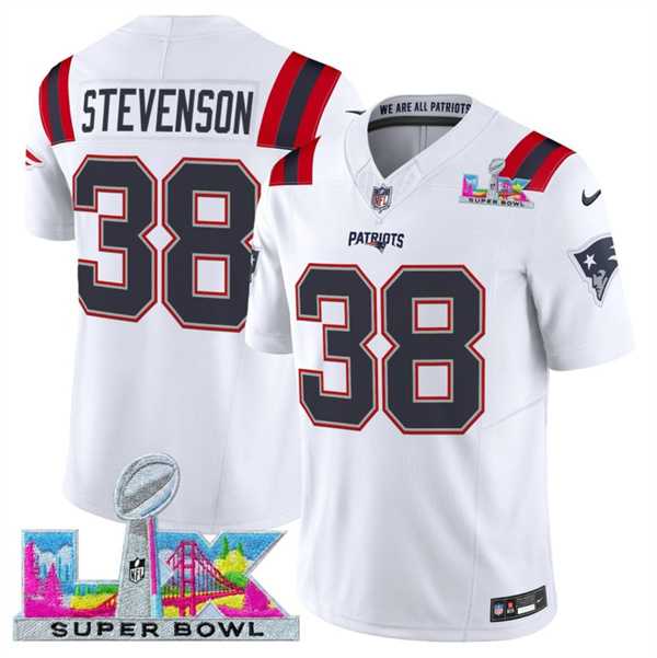 Men's New England Patriots #38 Rhamondre Stevenson White 2025 F.U.S.E. Super Bowl LX Patch Vapor Limited Stitched Jersey,We sell and wholesale Men's New England Patriots #38 Rhamondre Stevenson White 2025 F.U.S.E. Super Bowl LX Patch Vapor Limited Stitched Jersey on line form chian!