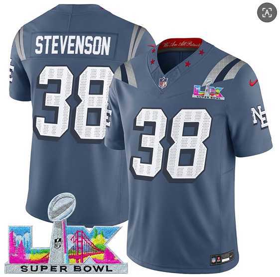 Men's New England Patriots #38 Rhamondre Stevenson Storm Blue 2025 F.U.S.E. Super Bowl LX Patch 'Rivalries' Vapor Limited Stitched Jersey,We sell and wholesale Men's New England Patriots #38 Rhamondre Stevenson Storm Blue 2025 F.U.S.E. Super Bowl LX Patch 'Rivalries' Vapor Limited Stitched Jersey on line form chian!