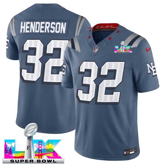 Men's New England Patriots #32 TreVeyon Henderson Storm Blue 2025 F.U.S.E. Super Bowl LX Patch 'Rivalries' Vapor Limited Stitched Jersey,We sell and wholesale Men's New England Patriots #32 TreVeyon Henderson Storm Blue 2025 F.U.S.E. Super Bowl LX Patch 'Rivalries' Vapor Limited Stitched Jersey on line form chian!