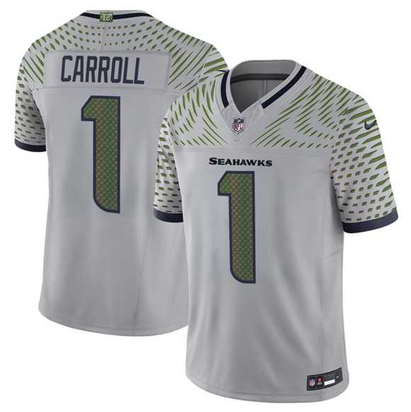 Men's Seattle Seahawks #1 Pete Carroll Gray 2025 F.U.S.E. 'Rivalries' Vapor Untouchable Limited Stitched Jersey,We sell and wholesale Men's Seattle Seahawks #1 Pete Carroll Gray 2025 F.U.S.E. 'Rivalries' Vapor Untouchable Limited Stitched Jersey on line form chian!