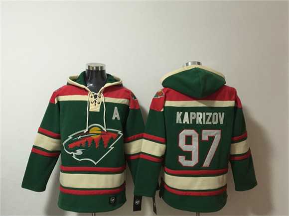 Men's Minnesota Wild #97 Kirill Kaprizov Green Lace-Up Pullover Hoodie,We sell and wholesale Men's Minnesota Wild #97 Kirill Kaprizov Green Lace-Up Pullover Hoodie on line form chian!