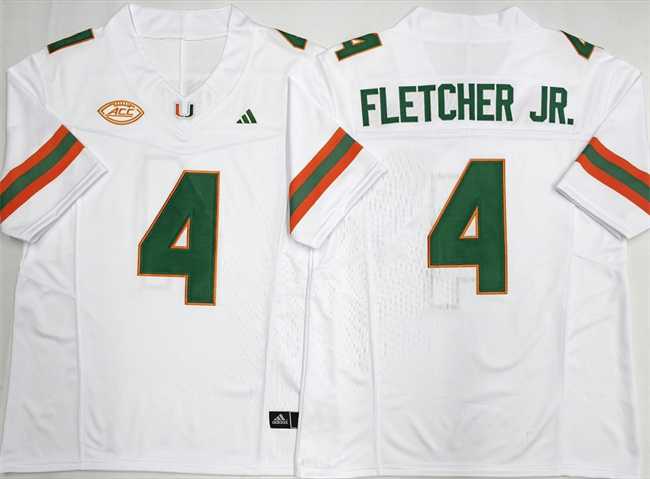Men's Miami Hurricanes #4 Mark Fletcher Jr. White F.U.S.E. 2026 Stitched Football Jersey,We sell and wholesale Men's Miami Hurricanes #4 Mark Fletcher Jr. White F.U.S.E. 2026 Stitched Football Jersey on line form chian!