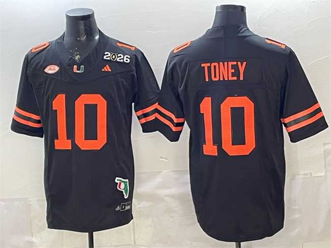 Men's Miami Hurricanes #10 Malachi Toney Black F.U.S.E. 2026 & Florida Patch Stitched Football Jersey,We sell and wholesale Men's Miami Hurricanes #10 Malachi Toney Black F.U.S.E. 2026 & Florida Patch Stitched Football Jersey on line form chian!