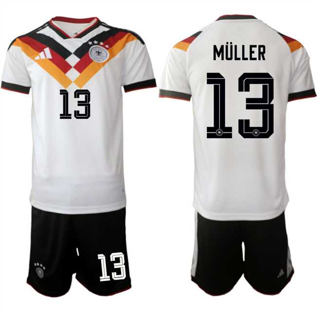 Men's Germany #13 Thomas Muller White 2025-26 Home Soccer Jersey Suit,We sell and wholesale Men's Germany #13 Thomas Muller White 2025-26 Home Soccer Jersey Suit on line form chian!