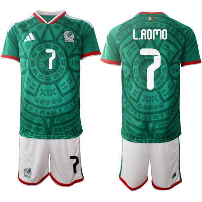 Men's Mexico #7 Luis Romo Green 2025-26 Home Soccer Jersey Suit,We sell and wholesale Men's Mexico #7 Luis Romo Green 2025-26 Home Soccer Jersey Suit on line form chian!