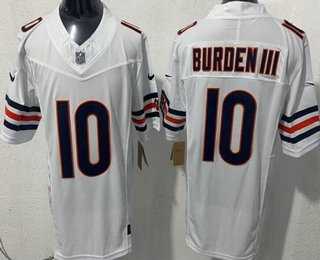 Men's Chicago Bears #10 Luther Burden III Limited White FUSE Vapor Stitched Jersey,We sell and wholesale Men's Chicago Bears #10 Luther Burden III Limited White FUSE Vapor Stitched Jersey on line form chian!