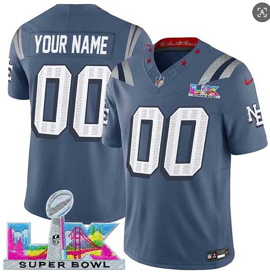 Men's New England Patriots Active Player Custom Storm Blue 2025 F.U.S.E. Super Bowl LX Patch 'Rivalries' Vapor Limited Stitched Jersey,We sell and wholesale Men's New England Patriots Active Player Custom Storm Blue 2025 F.U.S.E. Super Bowl LX Patch 'Rivalries' Vapor Limited Stitched Jersey on line form chian!