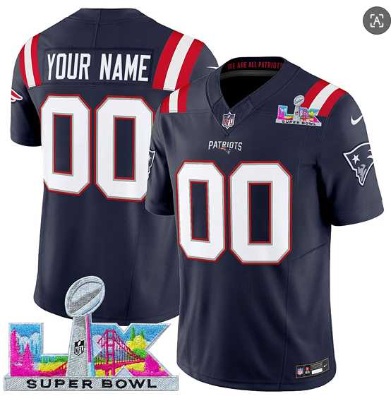 Men's New England Patriots Active Player Custom Navy 2025 F.U.S.E. Super Bowl LX Patch Vapor Limited Stitched Jersey,We sell and wholesale Men's New England Patriots Active Player Custom Navy 2025 F.U.S.E. Super Bowl LX Patch Vapor Limited Stitched Jersey on line form chian!