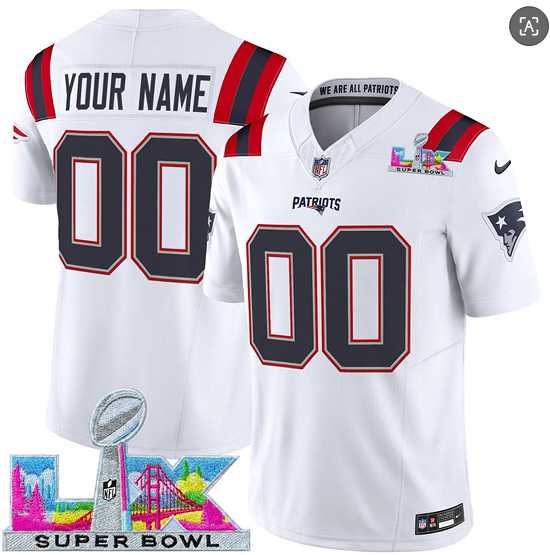 Men's New England Patriots Active Player Custom White 2025 F.U.S.E. Super Bowl LX Patch Vapor Limited Stitched Jersey,We sell and wholesale Men's New England Patriots Active Player Custom White 2025 F.U.S.E. Super Bowl LX Patch Vapor Limited Stitched Jersey on line form chian!
