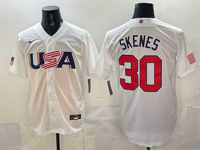 Men's USA #30 Paul Skenes White World Baseball Classic Stitched Jersey,We sell and wholesale Men's USA #30 Paul Skenes White World Baseball Classic Stitched Jersey on line form chian!
