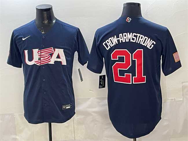 Men's USA #21 Pete Crow-Armstrong Navy World Baseball Classic Stitched Jersey,We sell and wholesale Men's USA #21 Pete Crow-Armstrong Navy World Baseball Classic Stitched Jersey on line form chian!